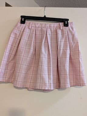 Hot Topic Pink Plaid Circle Skirt